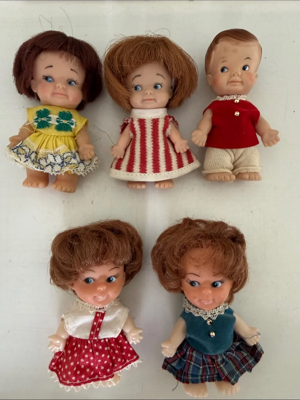 Vintage 1960s Uneeda Pee Wee Dolls Lot of 5